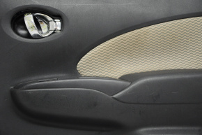 Door trim card rear right Nissan Versa Note 13-19 black with beige insert, rubbed