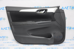 Door trim card front left Nissan Sentra 13-15 black leather, gray insert