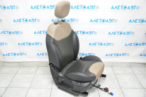 Passenger seat Fiat 500L 14-15 without airbag, mechanic, leather black with brown inserts, heating