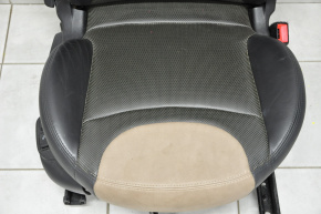 Passenger seat Fiat 500L 14-15 without airbag, mechanic, leather black with brown inserts, heating