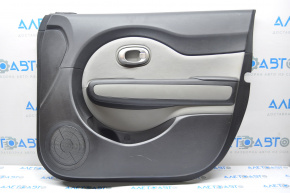 Door trim card front right Kia Soul 14-19 black with gray insert cloth, armrest leather, scratches