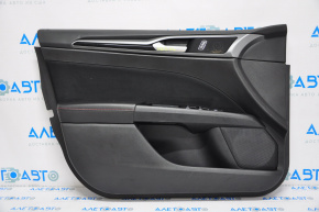 Door trim card front left Ford Fusion mk5 13-14 leather black with red stitching