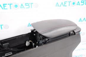 Central console armrest Ford Fusion mk5 13-16 leather black with red stitching