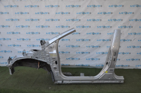 Front left quarter Toyota Prius 50 16-22 silver, with central pillar, dented side member, dent