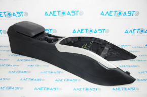 Central console armrest and cup holders Audi A4 B8 13-16 rest leather black worn plastic