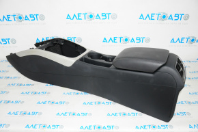 Central console armrest and cup holders Audi A4 B8 13-16 rest leather black worn plastic