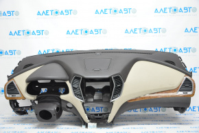 Torpedo front panel without AIRBAG Hyundai Santa FE Sport 13-18 dark brown with beige insert