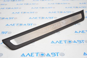 Door sill trim front right outer Hyundai Santa FE Sport 13-18 black with chrome