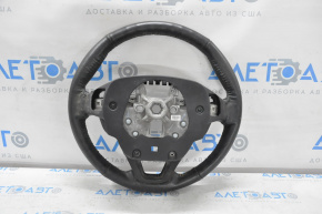 Ford Edge 15-24 black leather steering wheel, non-heated, with overlay