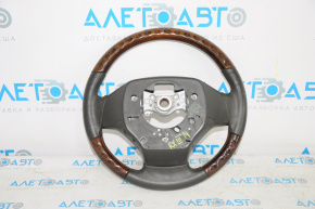 Bare steering wheel Lexus RX350 RX450h 13-15 rest leather black with wood, no buttons, worn leather, scratches on wood