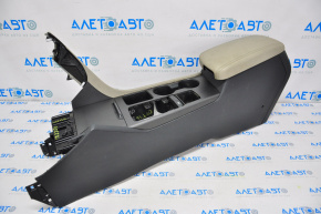 Central console armrest and cup holders Kia Optima 16-20 black with gray, worn