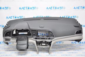 Torpedo front panel without AIRBAG Hyundai Elantra AD 17-20 prerest black with gray inserts