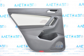 Door trim card rear left VW Tiguan 18-20 black, gray leather insert, armrest leather black