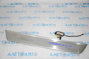 Door sill trim front right outer Hyundai Sonata 15-19 chrome with backlight