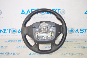 The steering wheel is bare, leather, black, Hyundai Sonata 15-17, without buttons.