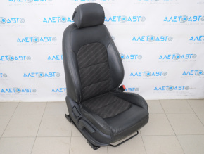 Passenger seat Hyundai Sonata 15-17 without airbag, manual, leather black