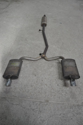 Exhaust line muffler assembly with barrels left right Ford Explorer 11-15 3.5