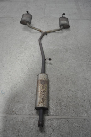 Exhaust line muffler assembly with barrels left right Ford Explorer 11-15 3.5