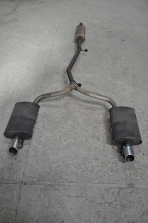 Exhaust line muffler assembly with barrels left right Ford Explorer 11-15 3.5