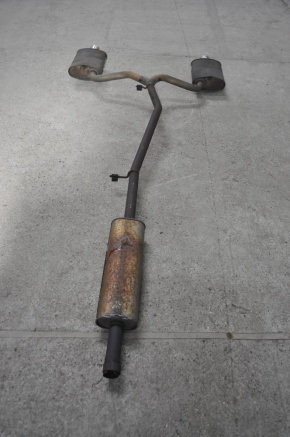 Exhaust line muffler assembly with barrels left right Ford Explorer 11-15 3.5