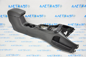 Console center armrest and cup holders Jeep Compass 17-21 leather black, with black overlay