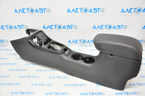 Console center armrest and cup holders Jeep Compass 17-21 leather black, with black overlay