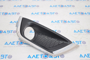 Right bumper grille Jeep Compass 17-21 with chrome molding, under fog lights