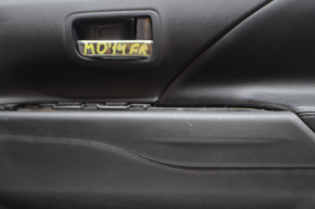Door trim card front right Mitsubishi Outlander 14-15 black with black insert leather, molding gray under carbon structure, scratches