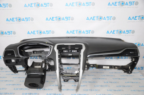 Torpedo front panel without AIRBAG Ford Fusion mk5 13-20 black, gray inserts, broken frame, crack