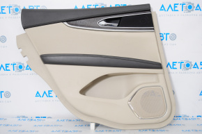 Door trim card rear left Lincoln MKX 16-18 leather, beige, brown armrest, wood insert
