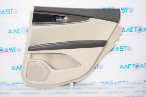Door trim card rear right Lincoln MKX 16-18 leather, beige, brown armrest, wood insert