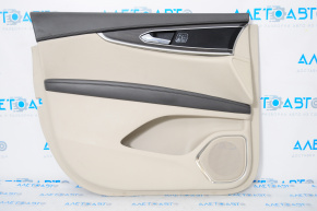 Door trim card front left Lincoln MKX 16-18 leather, beige, brown armrest, wood insert