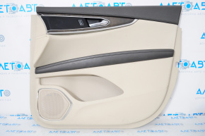 Door trim card front right Lincoln MKX 16-18 leather, beige, brown armrest, wood insert
