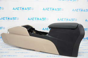 Central console armrest Ford Escape MK4 20-24 leather, beige with black, plastic, worn