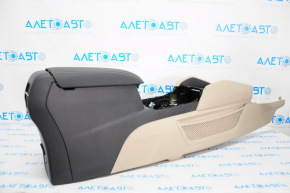 Central console armrest Ford Escape MK4 20-24 leather, beige with black, plastic, worn