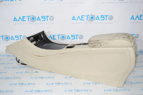 Central console armrest and cup holders Mercedes CLA 14-19 beige leather for dry cleaning