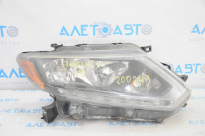 Headlight front right Nissan Rogue 14-16 bare halogen, crack