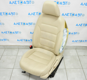 Driver's seat VW Jetta 11-18 USA without airbag, mechanic, leather beige, shot, def plastic