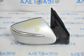 Side mirror right complete Hyundai Santa FE Sport 13-18 8 pins, BSM, turn signal, silver