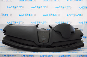 Torpedo front panel without AIRBAG Lincoln MKZ 13-20 leather, black with gray insert, scratches
