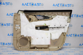 Front left door panel for Nissan Rogue 14-16 beige with beige plastic insert, leather armrest