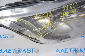 Tesla Model S 12-15 Pre-Resident 12-15 Right Front Headlight, Bare, Broken Housing and Glass, for Spare Parts
