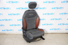 Passenger seat Fiat 500L 14-15 without airbag, mechanic, cloth black with brown inserts, water damage