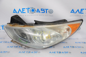Headlight front left bare Hyundai Sonata 11-15 hybrid halogen, for polishing