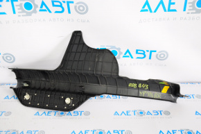 Rear right door sill trim Hyundai Sonata 11-15 black, with chrome trim, worn