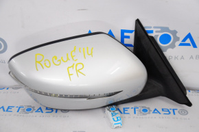 Side mirror right complete Nissan Rogue 14-16 5 pins, silver, turn signal defect