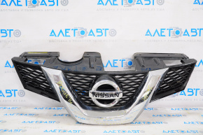 Radiator grill grill Nissan Rogue 14-15 without camera with emblem, chrome defect