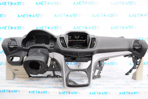 Torpedo front panel without AIRBAG Ford Escape MK3 13-16 prerest beige, with overlay, broken fasteners, broken bar