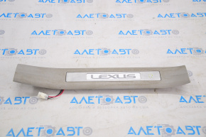 Door sill trim with backlight rear right Lexus RX300 RX330 RX350 RX400h 04-08 gray, with backlight, with chrome trim, worn, bumps on chrome