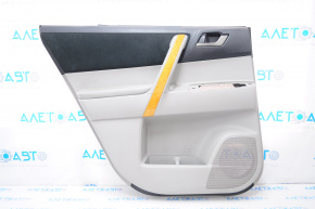 Door trim card rear left Toyota Highlander 08-10 gray leather with black velour insert